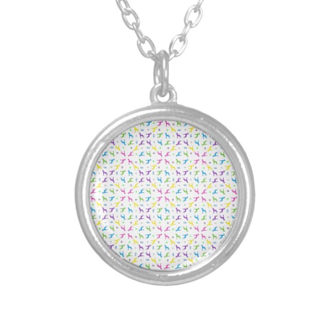 Great Dane Illustration Silver Plated Necklace (Front)