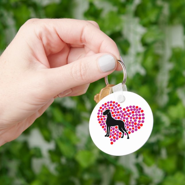 Great Dane in a Heart Keychain (Hand)