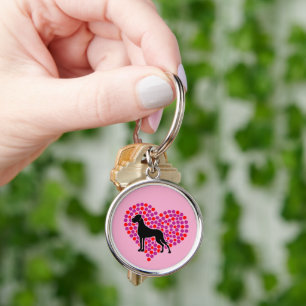 Great Dane in a Heart Keychain