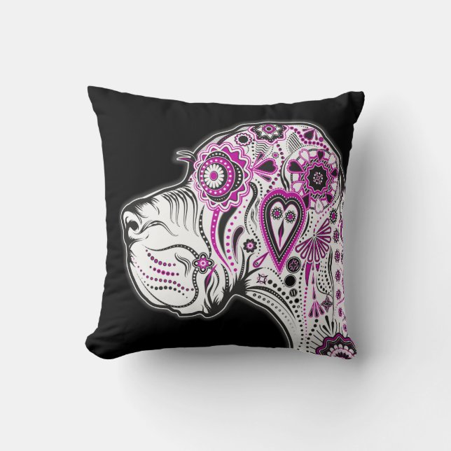 Great Dane in a Mexican way  Throw Pillow (Front)