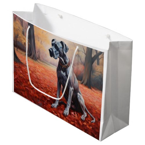 Great Dane in Autumn Leaves Fall Inspire  Large Gift Bag