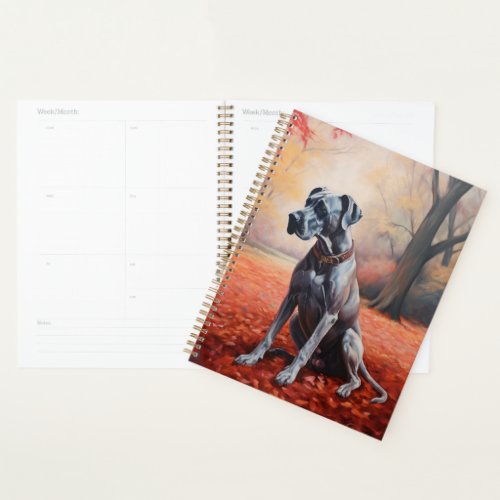 Great Dane in Autumn Leaves Fall Inspire  Planner
