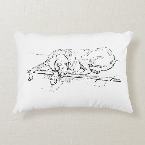 Great Dane, Ink Dog Illustration Accent Pillow