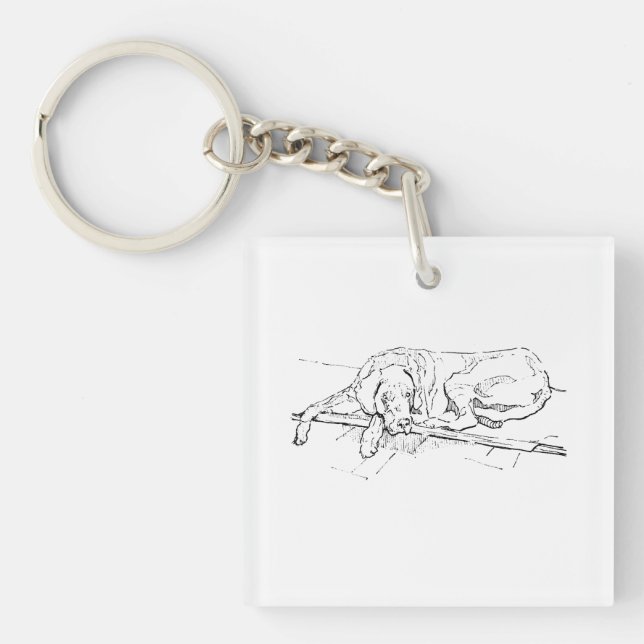 Great Dane, Ink Dog Illustration Keychain (Front)