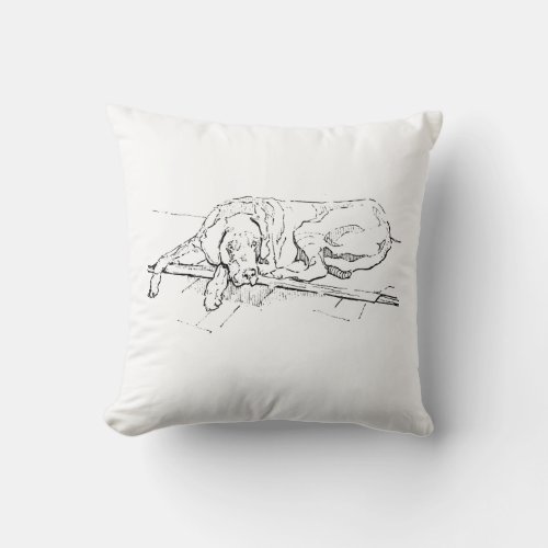Great Dane, Ink Dog Illustration Throw Pillow