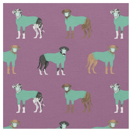 Great Dane is scrubs purple Fabric