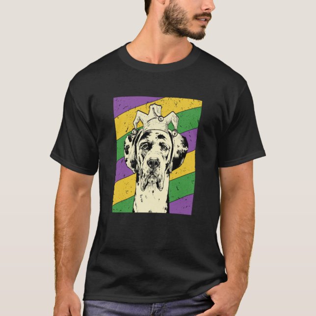 Great Dane Jester Mardi Gras Dog Mom or Dad  1 T-Shirt (Front)