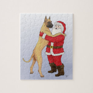 Great Dane Jowly Christmas Greeting Jigsaw Puzzle