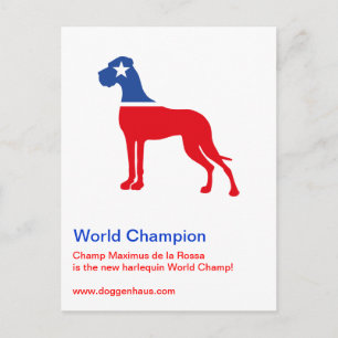 Great Dane kennel marketing postcard wold champion