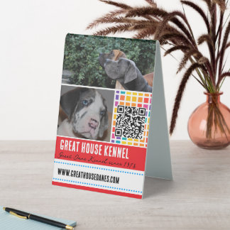 Great Dane Kennel QR Code Promotional Table Tent