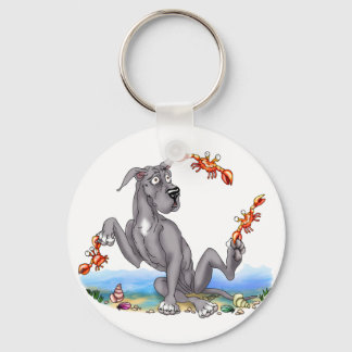 Great Dane Kinda Crabby Black Keychain