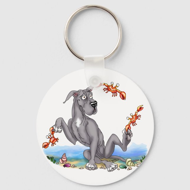 Great Dane Kinda Crabby Black Keychain (Front)