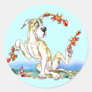 Great Dane Kinda Crabby Fawnequin Classic Round Sticker