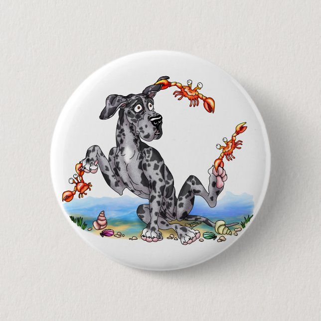 Great Dane Kinda Crabby Merle UC Button (Front)