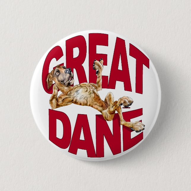 Great Dane Laid Back Brindle UC Pinback Button (Front)