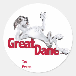 Great Dane Laid Back Harlequin UC Classic Round Sticker