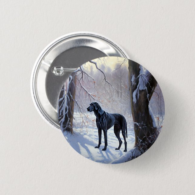 Great Dane Let It Snow Christmas  Button (Front & Back)