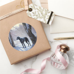 Great Dane Let It Snow Christmas Classic Round Sticker