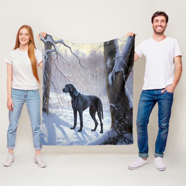 Great Dane Let It Snow Christmas  Fleece Blanket (In Situ)
