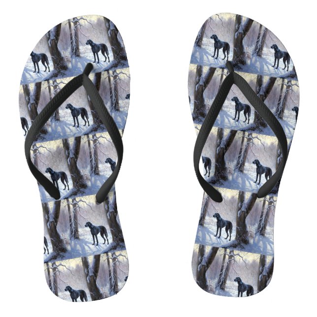 Great Dane Let It Snow Christmas  Flip Flops (Footbed)