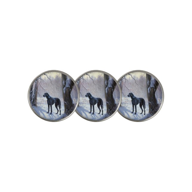 Great Dane Let It Snow Christmas  Golf Ball Marker (3 Up)