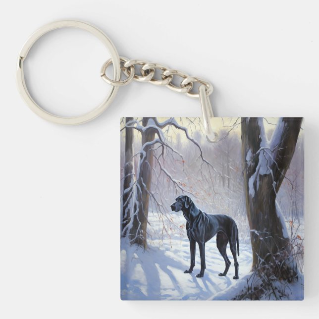 Great Dane Let It Snow Christmas  Keychain (Front)