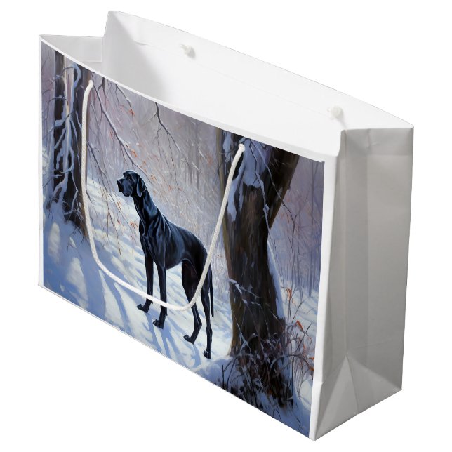 Great Dane Let It Snow Christmas  Large Gift Bag (Front Angled)