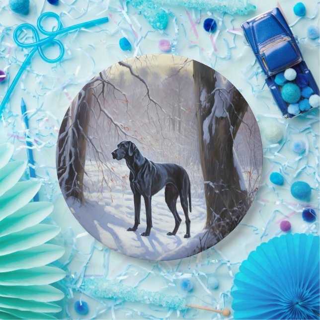 Great Dane Let It Snow Christmas  Paper Plates (Party)
