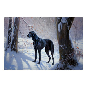 Great Dane Let It Snow Christmas Poster