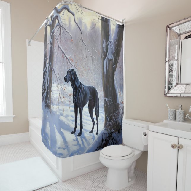Great Dane Let It Snow Christmas  Shower Curtain (In Situ)