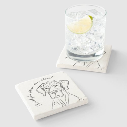 Great Dane Line Portrait  Stone Coaster