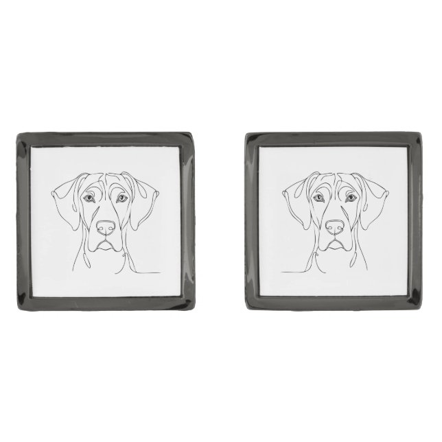 Great Dane Lineart  Cufflinks (Front)