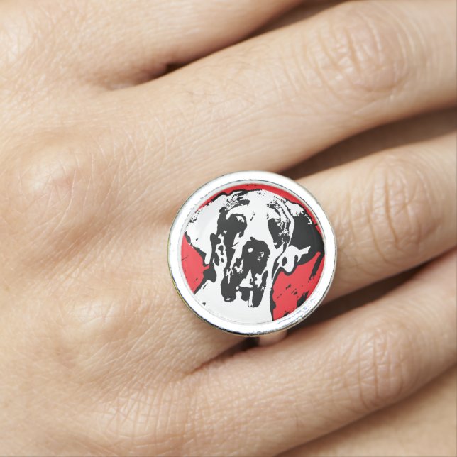 Great Dane Linoprint gift  Ring (In Situ)