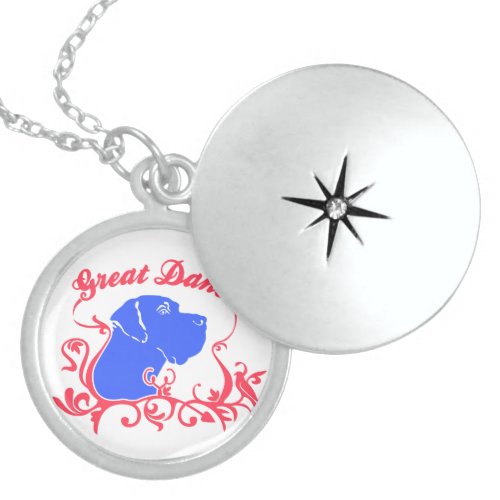 Great Dane Logo Sterling Silver Necklace