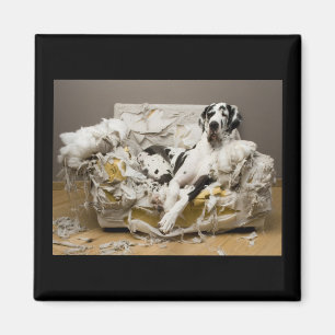 Great Dane Lounging on Chewed Sofa Magnet
