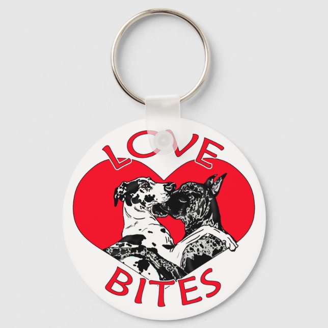 Great Dane Love Bites Keychain (Front)