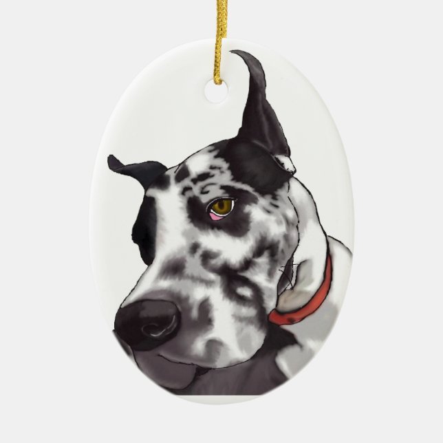 Great Dane Love Ceramic Ornament (Front)