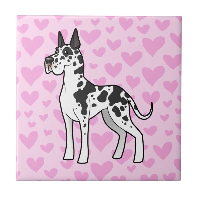 Great Dane Love (cropped) Ceramic Tile (Front)