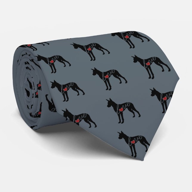 Great Dane Love Neck Tie (Rolled)