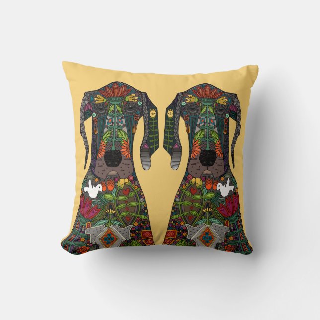 Great Dane love yellow Throw Pillow (Front)