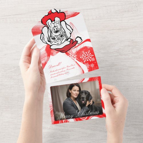 Great Dane luxury Christmas greetings All In One Invitation