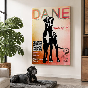 Great Dane Magazine Style Wall Art Puppy selling