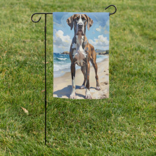 Great Dane Majestic Beach Dog Art Garden Flag