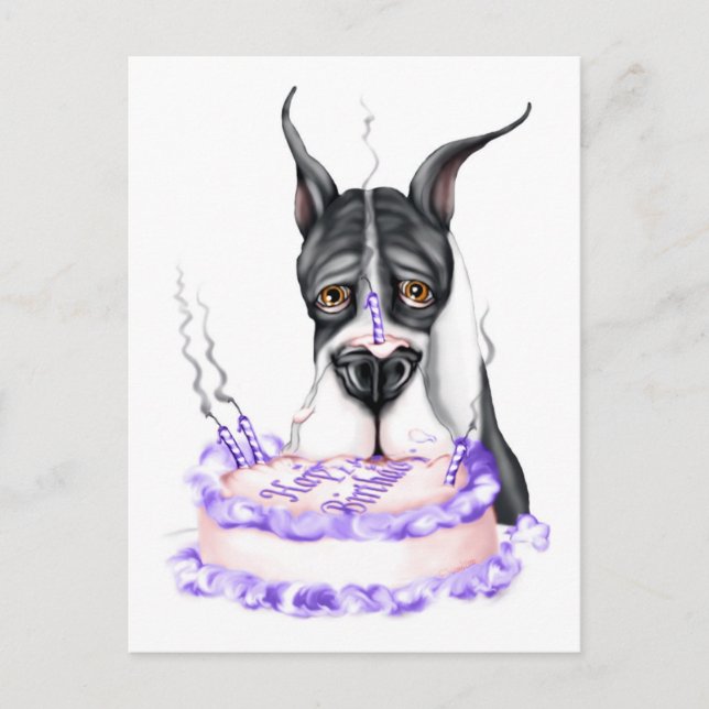 Great Dane Mantle Birthday Cake Postcard (Front)