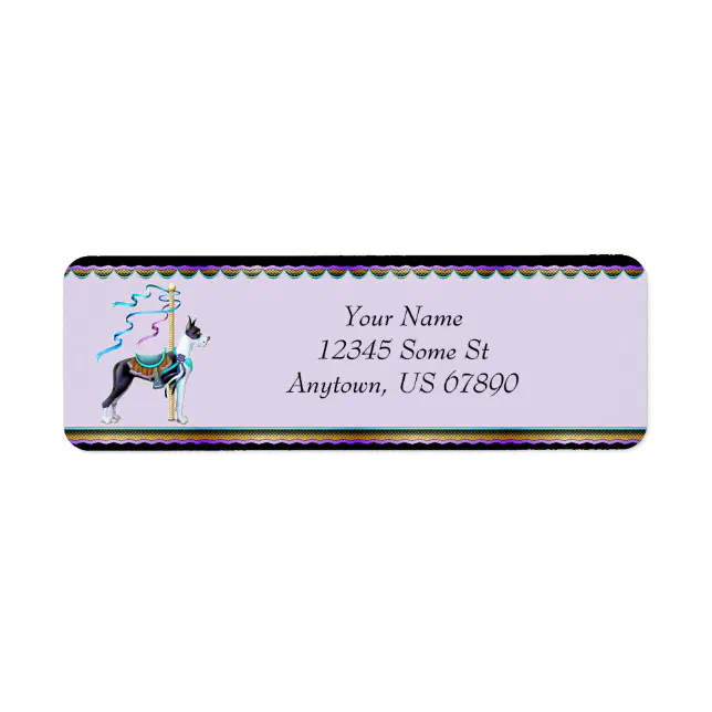 Carousel Address Labels Great Dane Mantle Carousel Labels | Zazzle