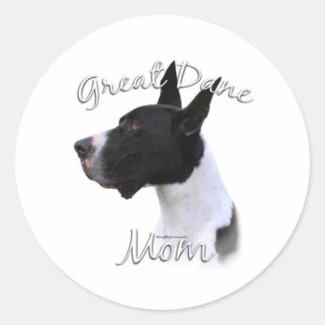 Great Dane (mantle) Mom 2 Classic Round Sticker (Front)