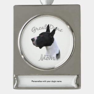 Great Dane (mantle) Mom 2 Silver Plated Banner Ornament