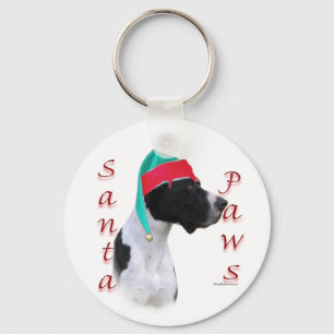 Great Dane (mantle) Santa Paws Keychain