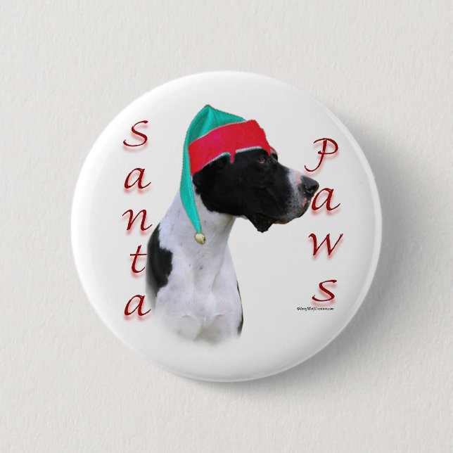 Great Dane (mantle) Santa Paws Pinback Button (Front)