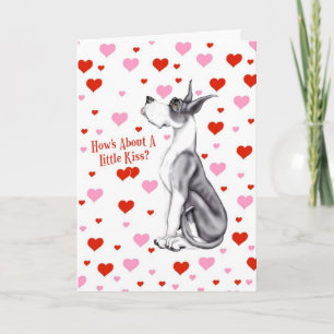 Great Dane Mantle Valentine's Day Kiss Holiday Card